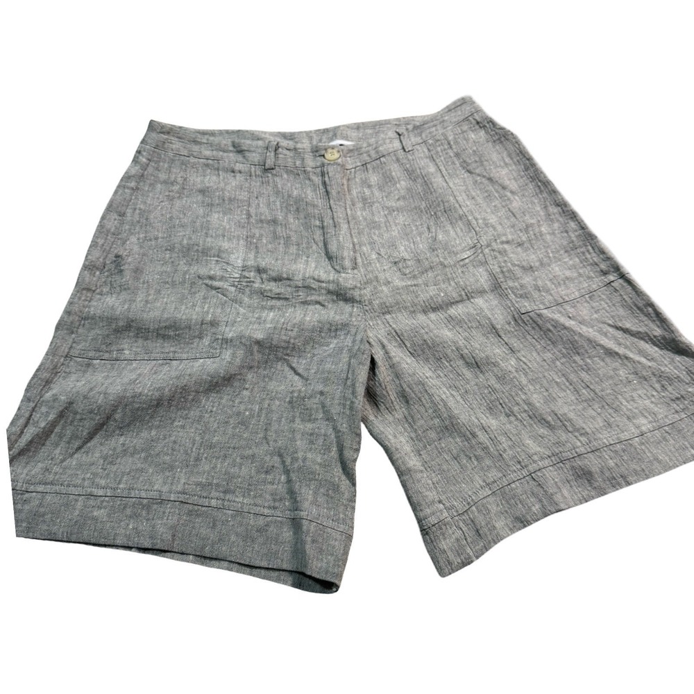 Poetry Women's Gray Linen Blend Wide Leg Cropped Culottes Pants US 8 UK‎ 12
